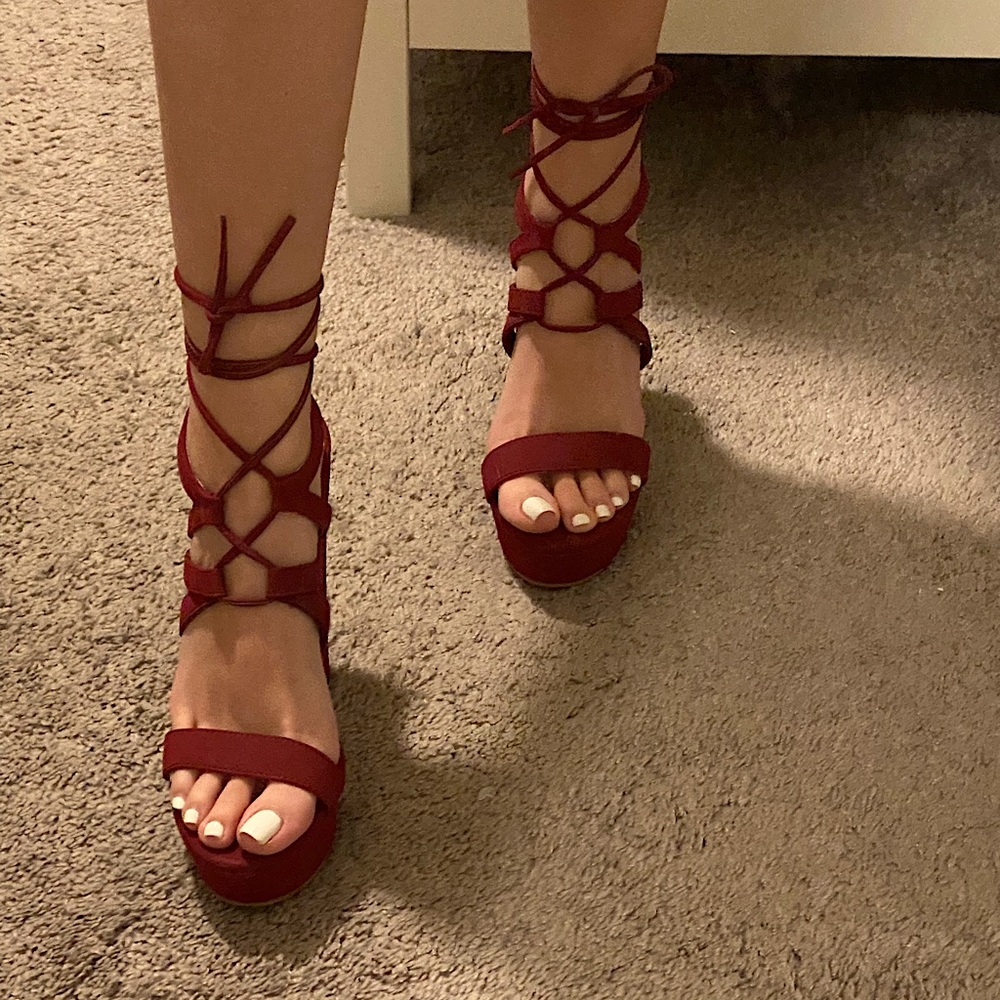 Burgundy Strappy Heels